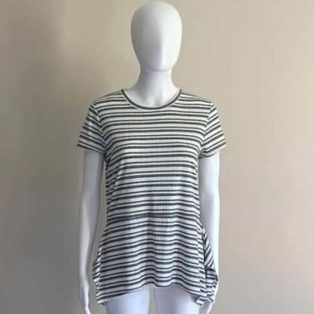 Ivanka Trump Striped Peplum Short Sleeve Top